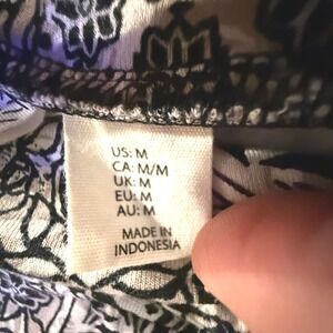 Womens Black White Floral Medallion Damask Boho Maxi Skirt Size Medium